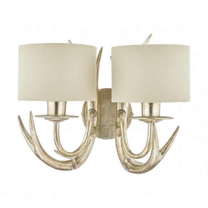 MULROY 2 Arm Antler Wall Light Champagne with Shade