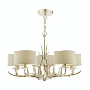 5 Light Antler Chandelier in Champagne