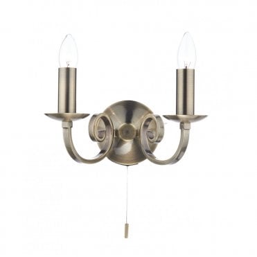 MURRAY - Brass Double Wall Light , Switched