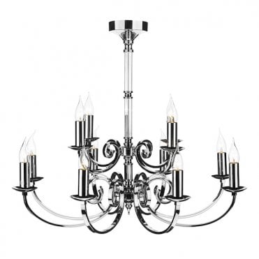 Modern 12 Light Dual Mount Chrome Ceiling Light