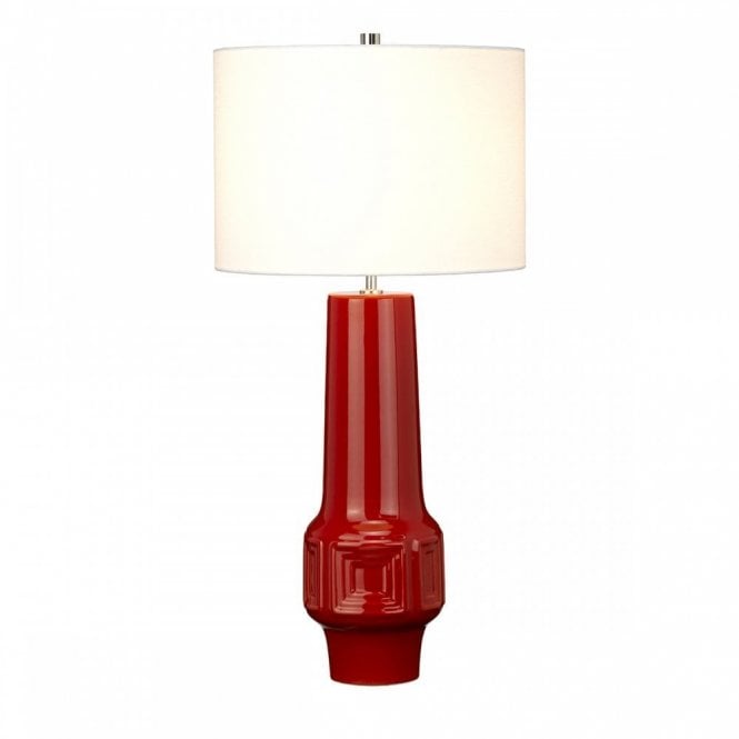 MUSWELL Retro Red Ceramic Table Lamp with White Shade