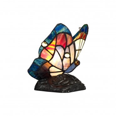 Butterfly Tiffany Table Lamp Blue/Brown/Black
