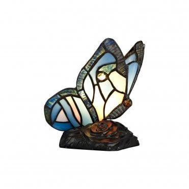 Butterfly Tiffany Table Lamp in Blue and Pink