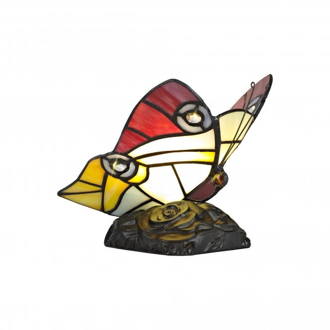 MYA Butterfly Tiffany Table Lamp in Yellow and Blue