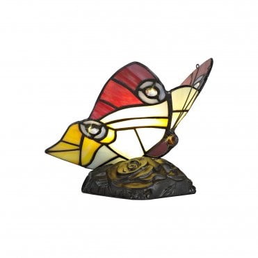 Butterfly Tiffany Table Lamp in Yellow and Blue