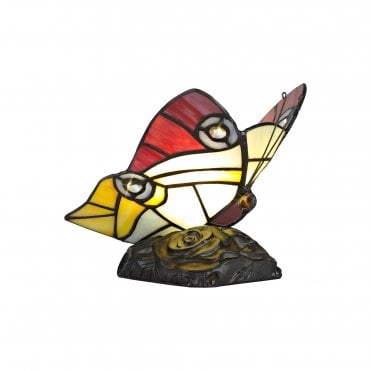 MYA Butterfly Tiffany Table Lamp in Yellow and Blue