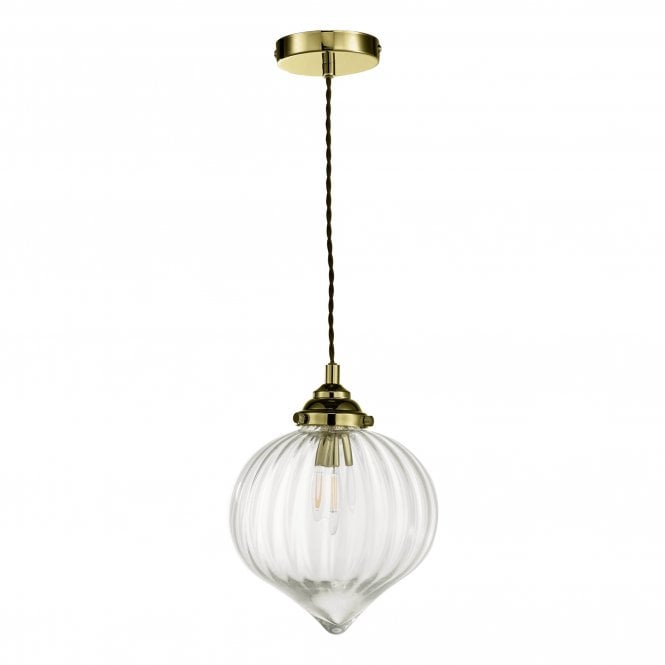 MYA Single Pendant Antique Brass Glass