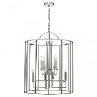 8 Light Ceiling Lantern in Polished Chrome