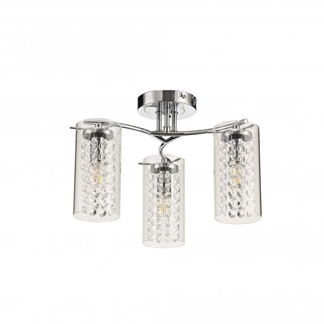 MYLA 3 Light Ceiling Light Semi-Flush Polished Chrome and Crystal