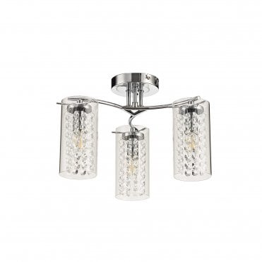 MYLA 3 Light Ceiling Light Semi-Flush Polished Chrome and Crystal