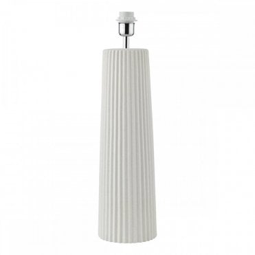 Myla extra-large white ribbed ceramic table lamp base with matte finish, perfect for modern or minimalist interiors