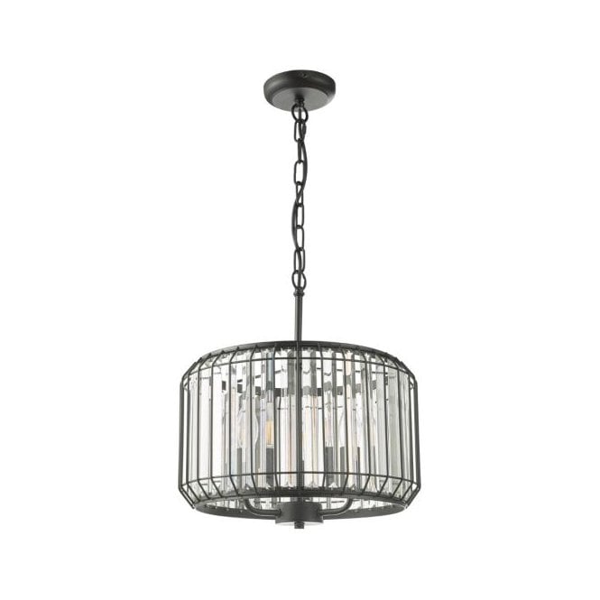 Naeva 3 Light Ceiling Pendant - Satin Black and Crystal