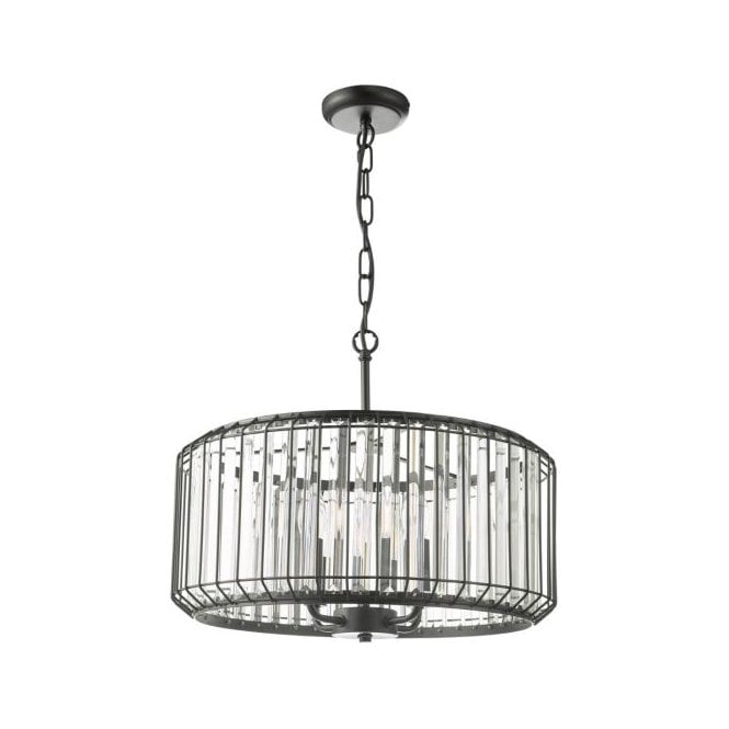 Naeva 4 Light Ceiling Pendant - Satin Black and Crystal