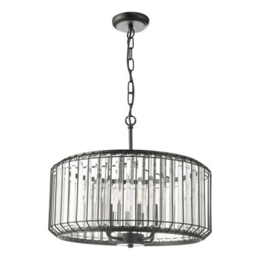 Naeva 4 Light Ceiling Pendant - Satin Black and Crystal