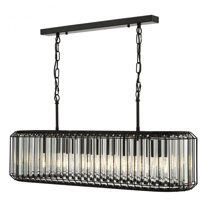 Naeva 5 Light Bar Pendant in Matt Black and Crystal