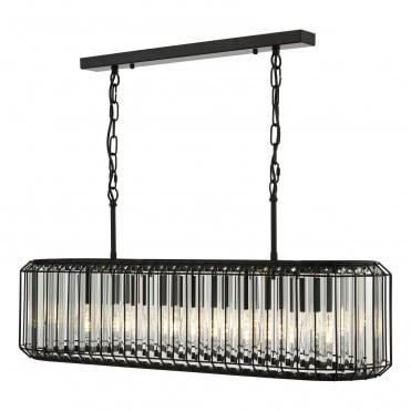 modern matt black and crystal bar pendant ceiling light fitting 