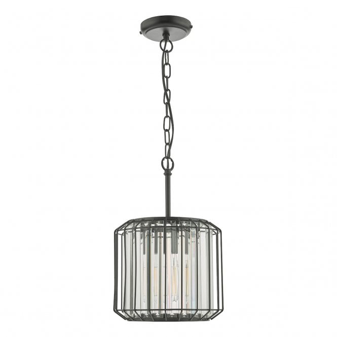 Naeva Ceiling Pendant - Satin Black and Crystal