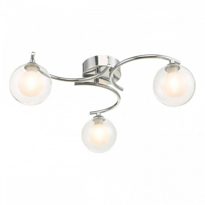 NAKITA 3 Light Semi Flush Ceiling Light Chrome With Clear/Opal Glass