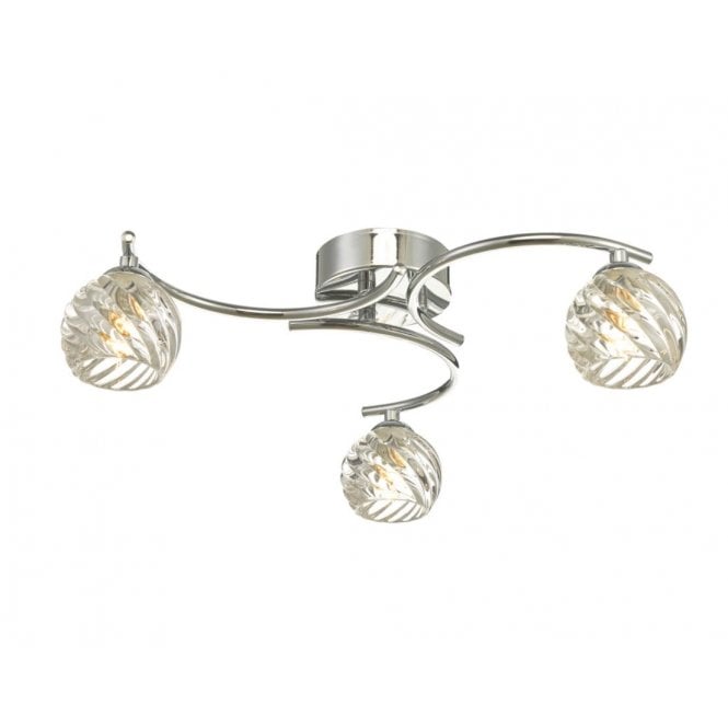 NAKITA 3 Lt Semi Flush Ceiling Light Chrome With Twisted Open Glass