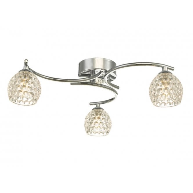NAKITA 3 Lt Semi Flush Ceiling Light Polished Chrome With Dimpled Glass