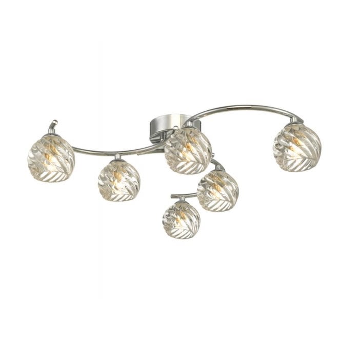 NAKITA 6 Light Semi Flush Ceiling Light Chrome With Twisted Open Glass