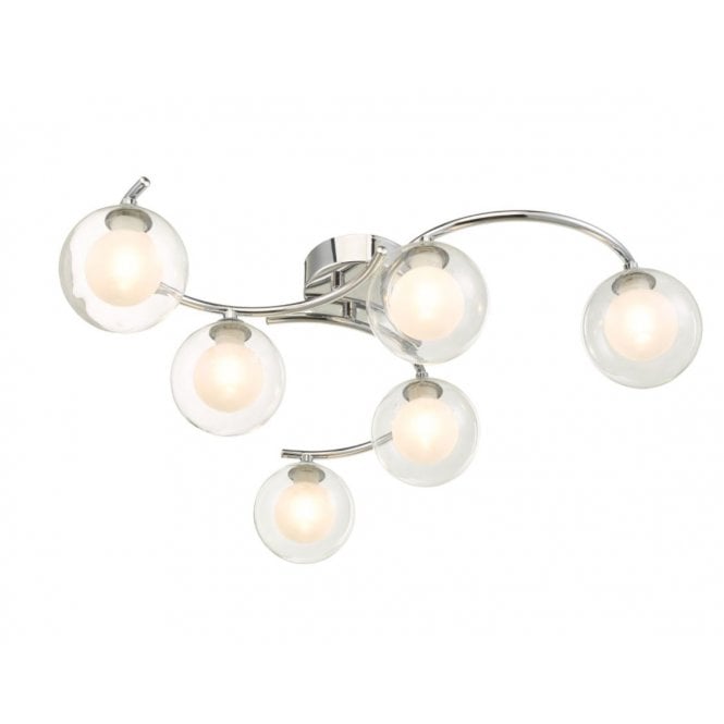 NAKITA 6 Lt Semi Flush Ceiling Light Chrome With Clear/Opal Glass