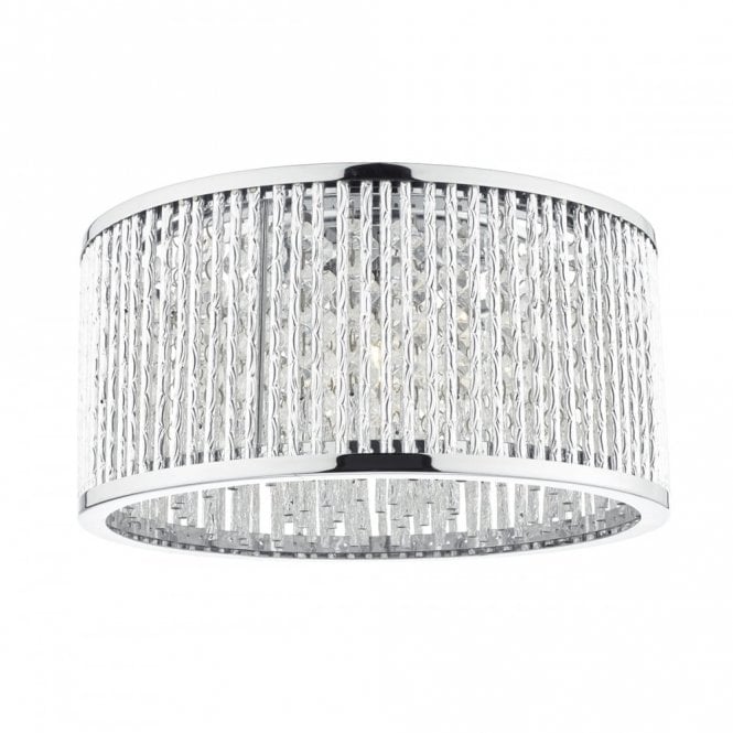 NANTES - 3 Light Semi-Flush Ceiling Light In Polished Chrome With Twisted Aluminium Tubes