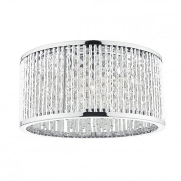 NANTES - 3 Light Semi-Flush Ceiling Light In Polished Chrome With Twisted Aluminium Tubes