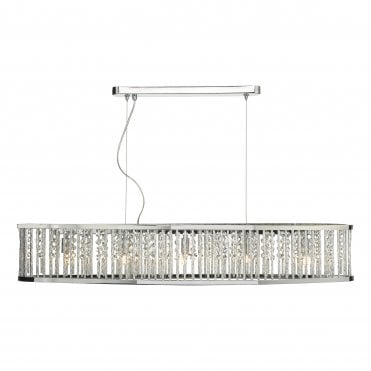 chrome bar shaped chandelier with acrylic beaded rods