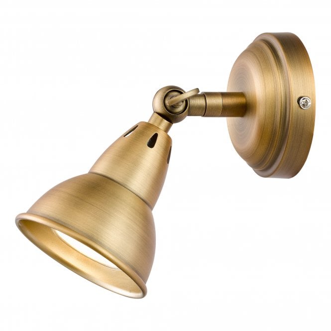 Nathaniel Single Spotlight Wall Light - Aged Brass