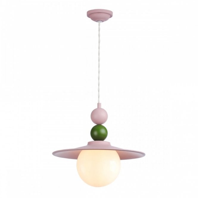 NEO SINGLE PENDANT BLUSH Pink & JUNIPER with CREAM cable