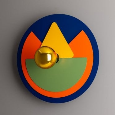 metal disc wall light with geometric layers