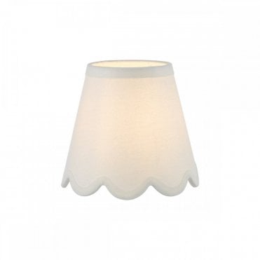 Nerita 15cm scalloped drum lampshade in ivory linen with decorative edge, perfect for small lamps or wall lights