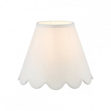 Nerita 25cm ivory linen scalloped drum lampshade with decorative edge, perfect for table lamps or wall lights