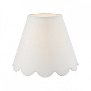Nerita 30cm scalloped drum lampshade in ivory linen with decorative edge, perfect for table lamps