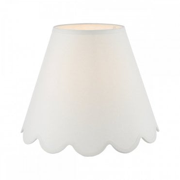 Nerita 35cm scalloped drum lampshade in ivory linen with decorative edge, ideal for table lamps, wall lights or small floor lamps