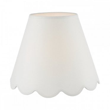 Nerita 40cm ivory linen scalloped drum lampshade with decorative edge, ideal for floor lamps or large table lamps