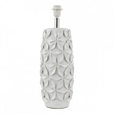 Neus handmade natural ceramic table lamp base with petal detailing, perfect for modern and rustic interiors