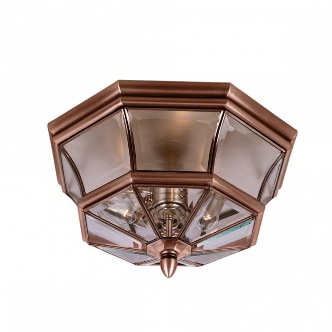 NEWBURY Exterior Flush Ceiling Mount Aged Copper
