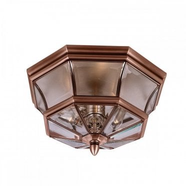 NEWBURY Exterior Flush Ceiling Mount Aged Copper