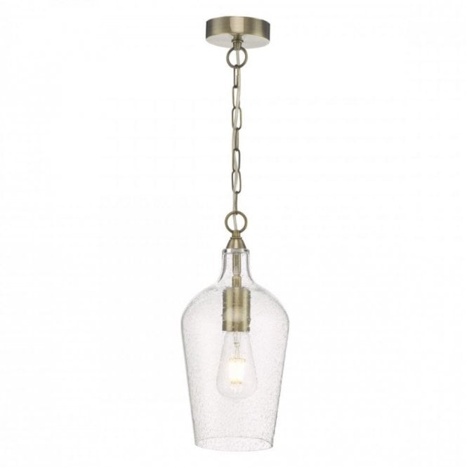 NIDA Hanging Ceiling Pendant Light Antique Brass Glass