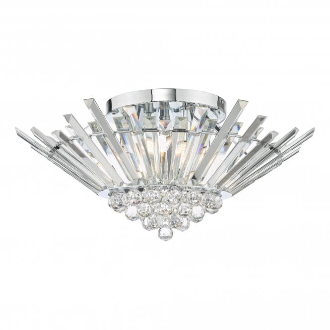 NIMBUS 5 Light Flush Ceiling Light Polished Chrome Crystal