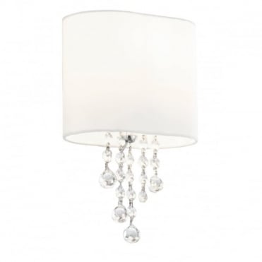 NINA - Chrome/Clear Beads 1 Light Wall Bracket White Shade , Switched