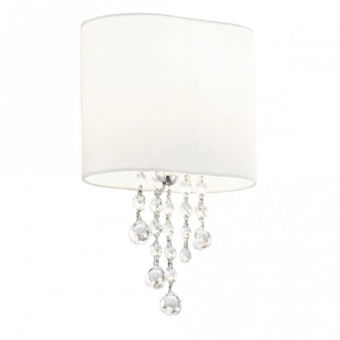 NINA - Chrome/Clear Beads 1 Light Wall Bracket White Shade , Switched