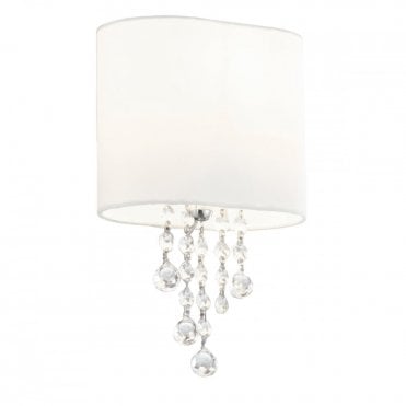 NINA - Chrome/Clear Beads 1 Light Wall Bracket White Shade , Switched