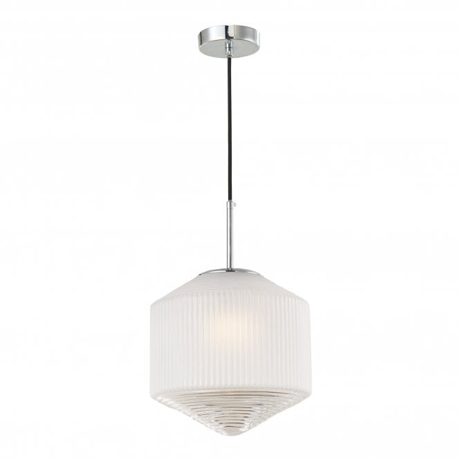 NISHA Ceiling Pendant Polished Chrome And Frosted/Clear Glass