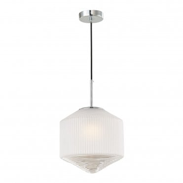 NISHA Ceiling Pendant Polished Chrome And Frosted/Clear Glass