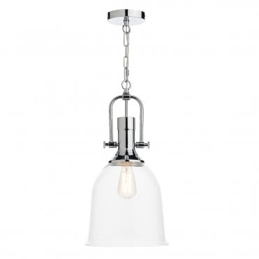 Industrial Style Polished Chrome & Clear Glass Ceiling Pendant