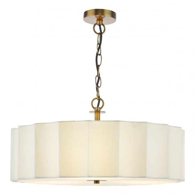 Noura 3 Light Pendant in Ivory and Antique Bronze
