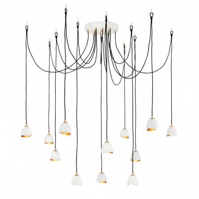 NULA 12 Light Ceiling Pendant Gold, White
